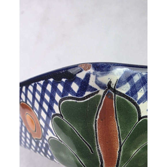 Vtg Mexico Talavera Pottery Rectangle Platter Serving Tray Hand Painted Vibrant - Picture 11 of 11